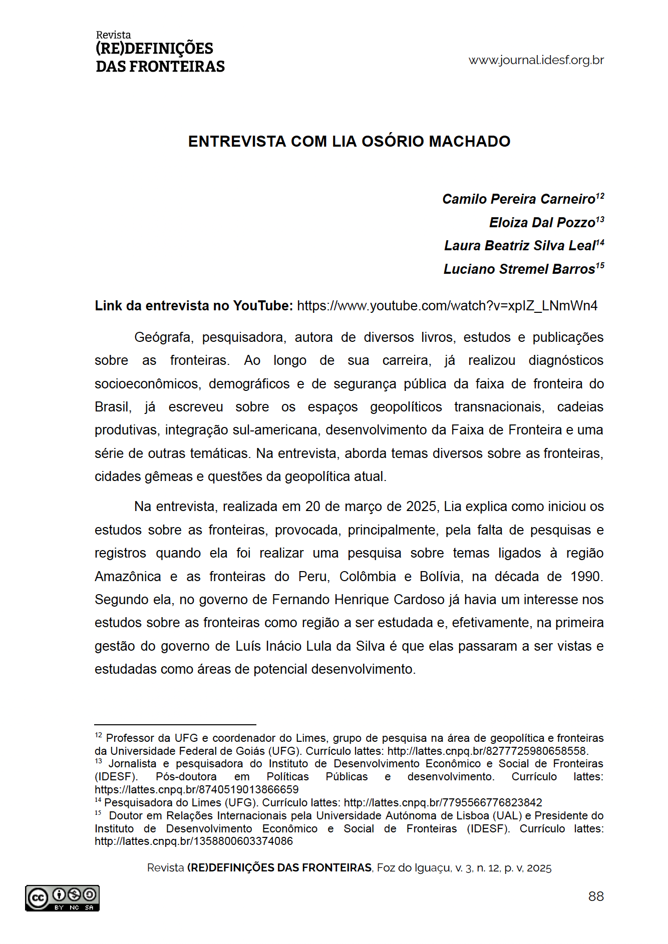 Capa da entrevista com Lia Osório Machado