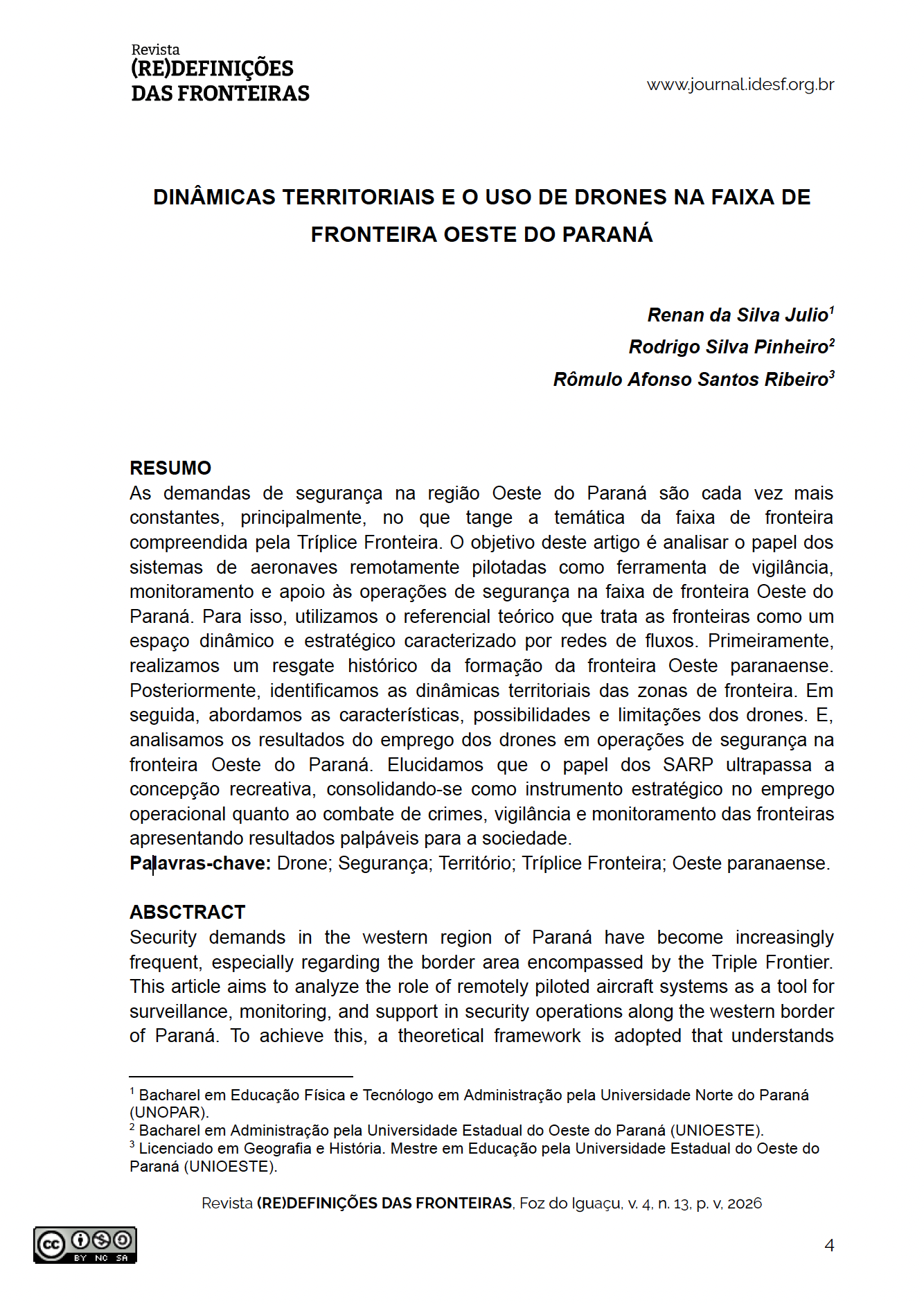 Capa do artigo Drones na faixa de fronteira
